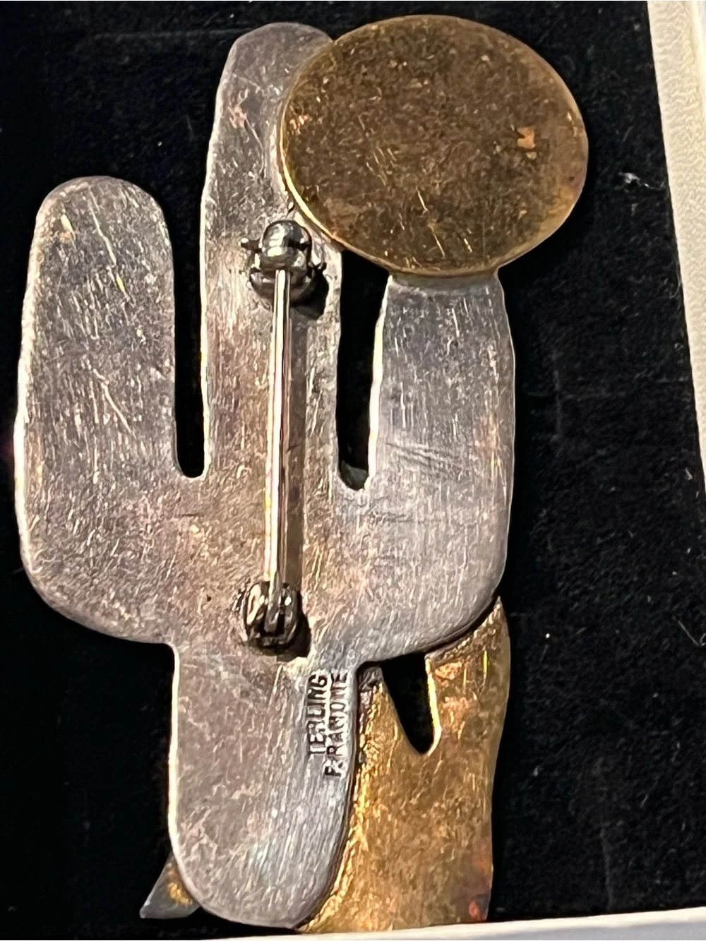 F Ramone Sterling Pin Cactus Coyote Native American